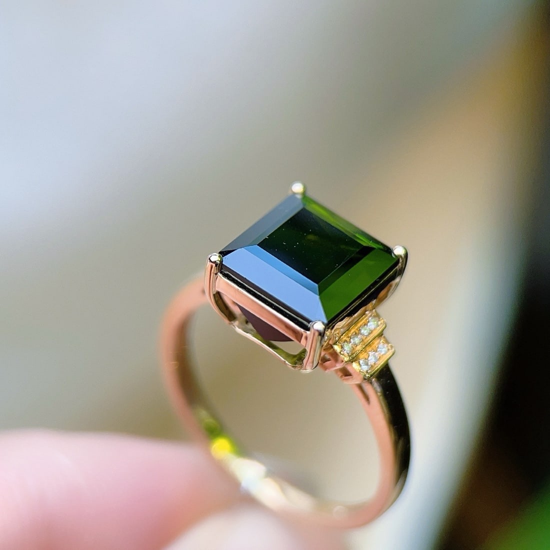 14k Gold 3.44 Ctw Natural Tourmaline & Diamond Ring - 4