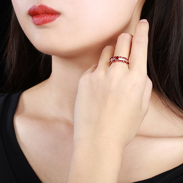 14k Gold 1.02 Ctw Natural Ruby & Ruby Ring - 5