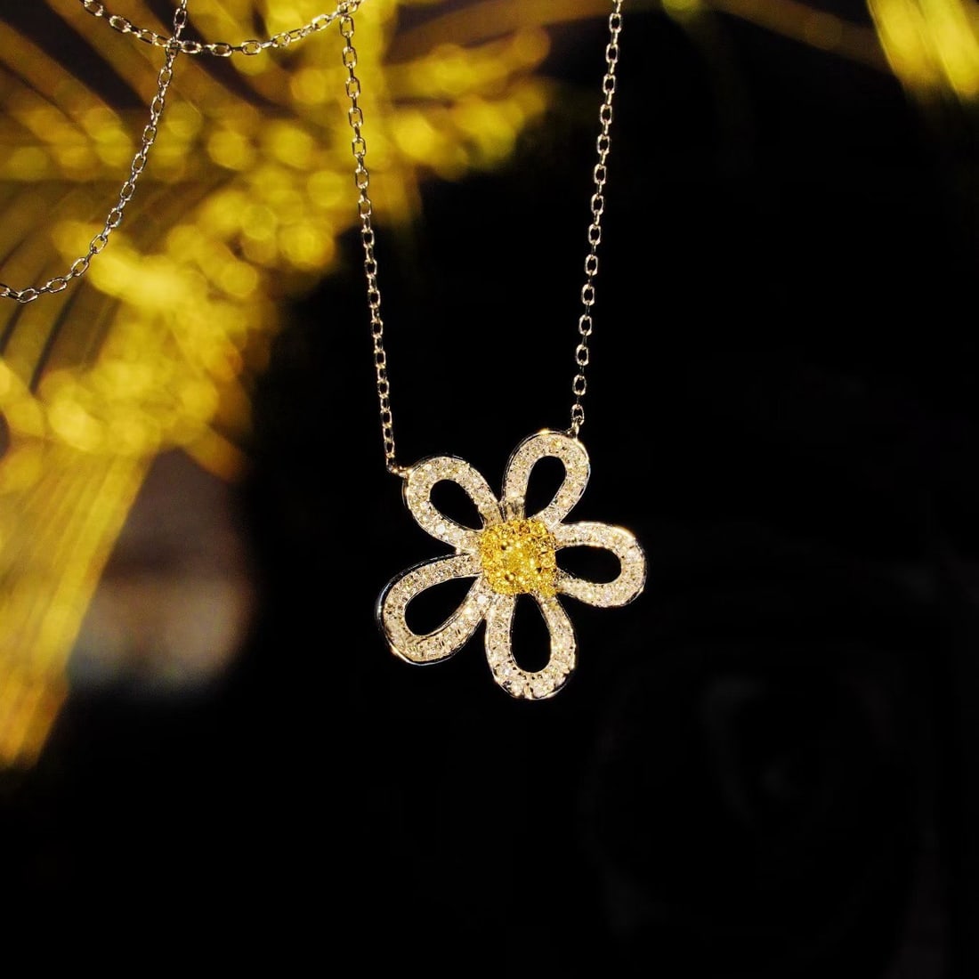 14k Gold 1.45 Ctw Natural Color Diamond & Flowers Jewelry Set - 2