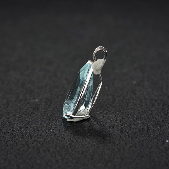 14K GOLD 5.56 CT NATURAL AQUAMARINE & DIAMOND PENDANT( WITHOUT CHAIN ) - 4