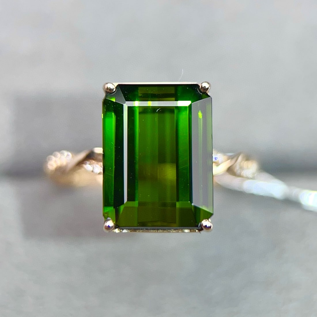 14k Gold 5.10 Ctw Natural Tourmaline & Diamond Ring - 2