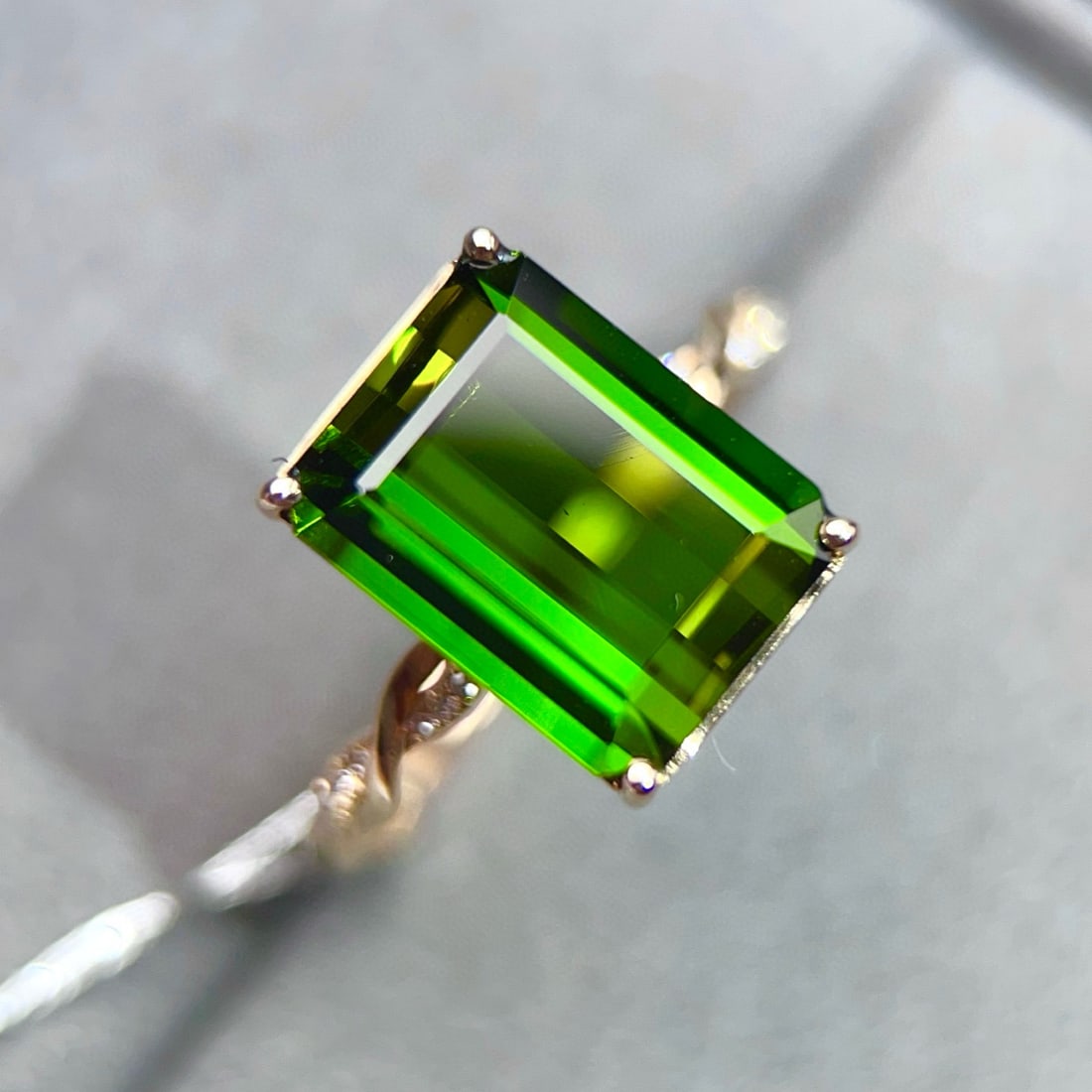 14k Gold 5.10 Ctw Natural Tourmaline & Diamond Ring - 4