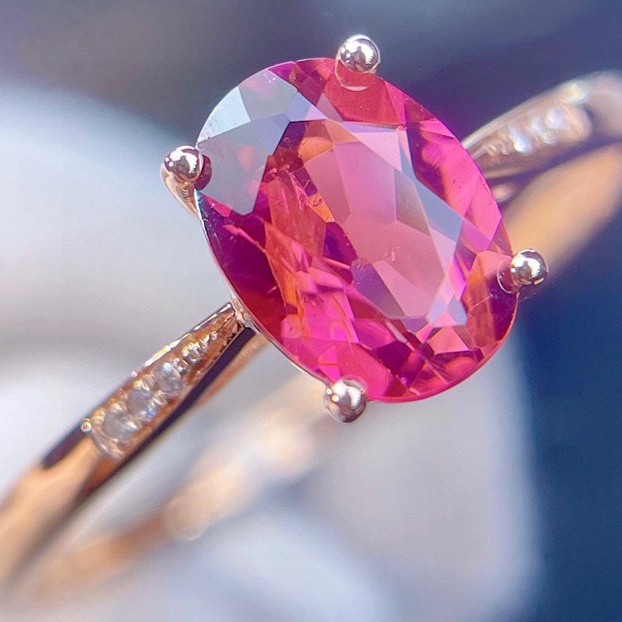 14k Gold 1.25 Ct Natural Tourmaline & Diamond Ring - 5