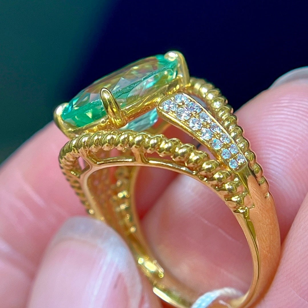 14k Gold 4.76 Ctw Natural Tourmaline & Diamond Ring - 6