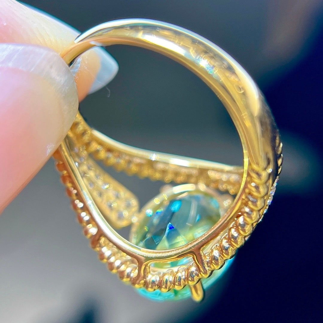 14k Gold 4.76 Ctw Natural Tourmaline & Diamond Ring - 8