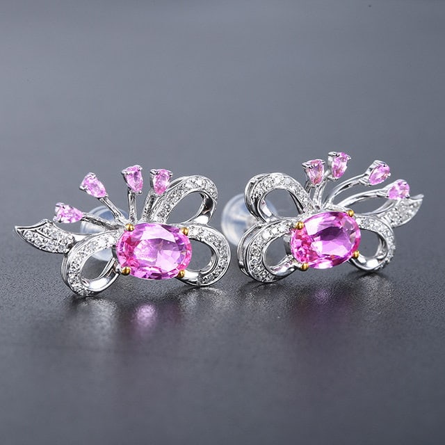 14k Gold 2.07 Ctw Natural Sapphire & Sapphire Earrings - 3
