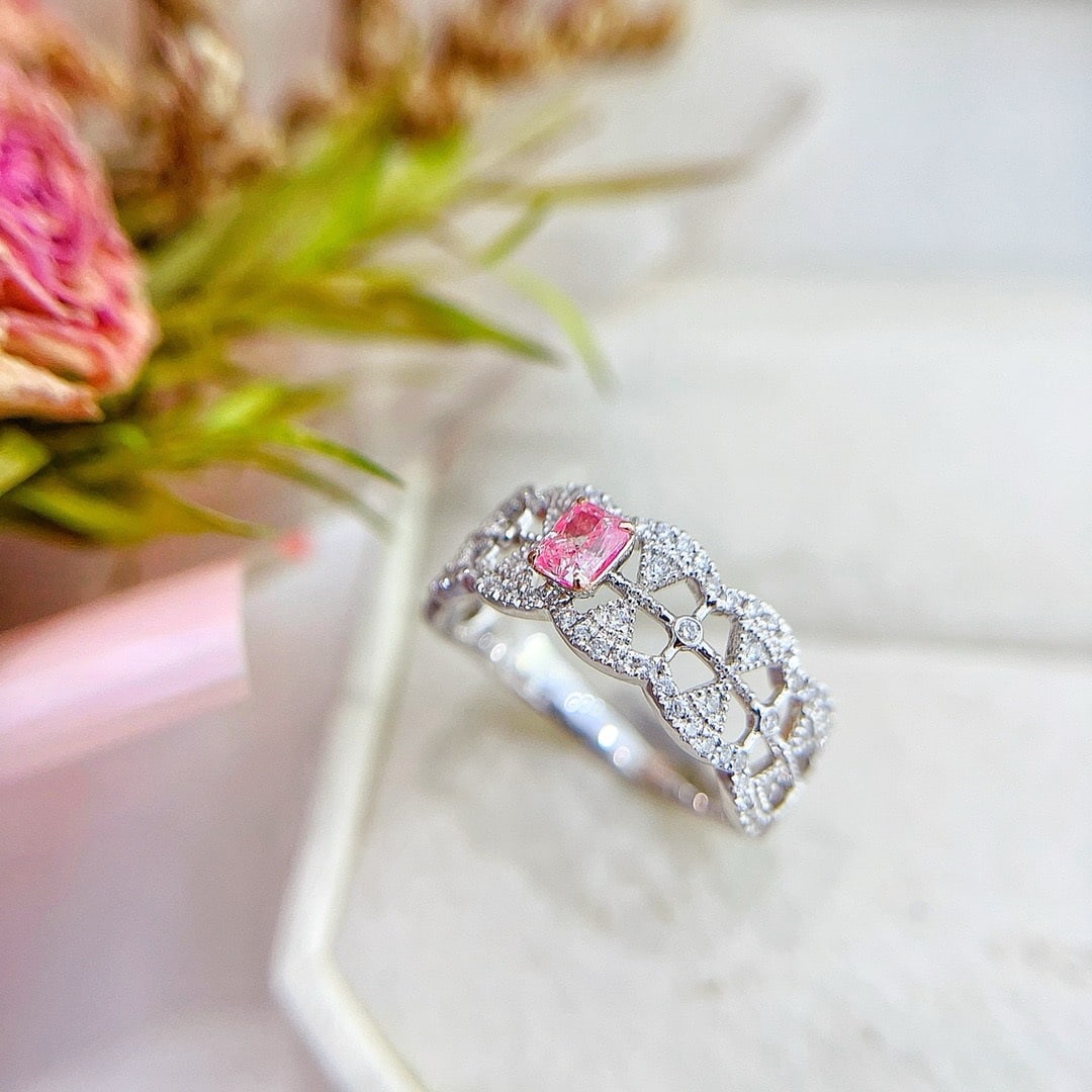 14k Gold 0.51 Ctw Natural Pink Diamond & Diamond Ring - 2