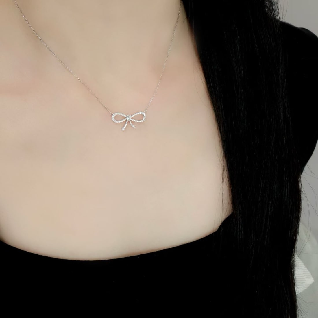 14K GOLD 0.3 CT NATURAL H DIAMOND NECKLACE - 4