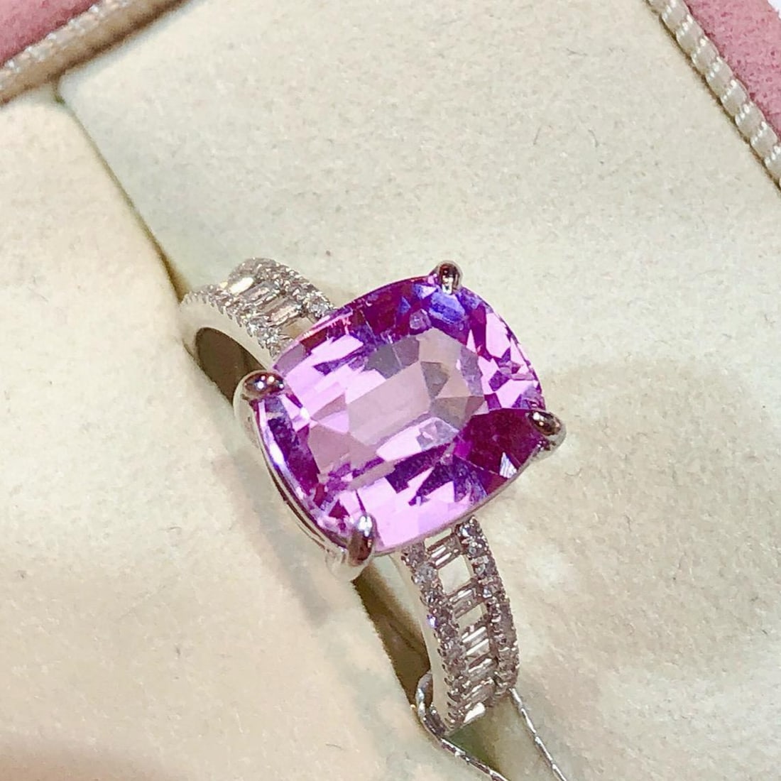 14k Gold 5.2 Ct Natural Kunzite & Diamond Ring - 2