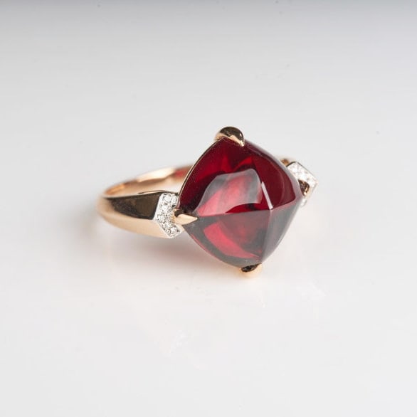 14k Gold 9.88 Ct Natural Garnet & Diamond Ring - 2