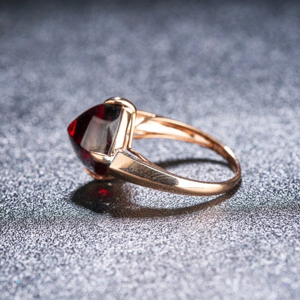 14k Gold 9.88 Ct Natural Garnet & Diamond Ring - 6