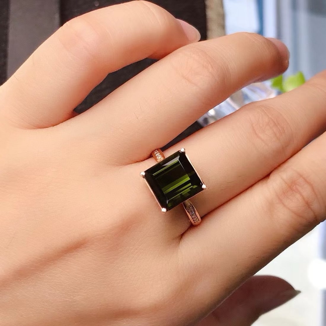 14k Gold 5.2 Ct Natural Tourmaline & Diamond Ring - 5