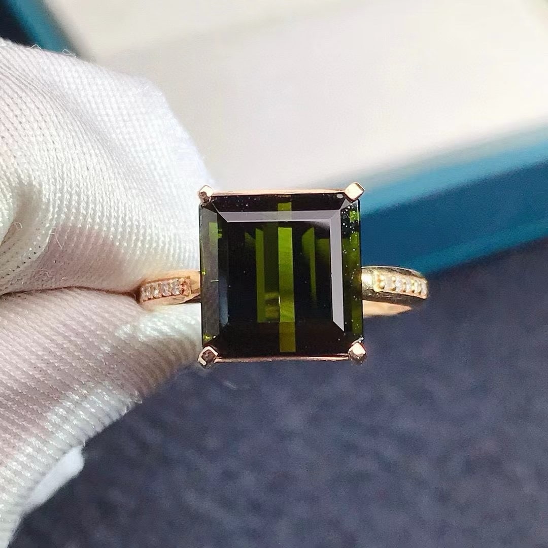 14k Gold 5.2 Ct Natural Tourmaline & Diamond Ring - 6