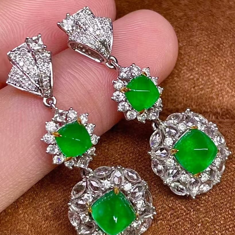 14k Gold 5.1 Ctw Natural Emerald & Sapphire Earrings - 4