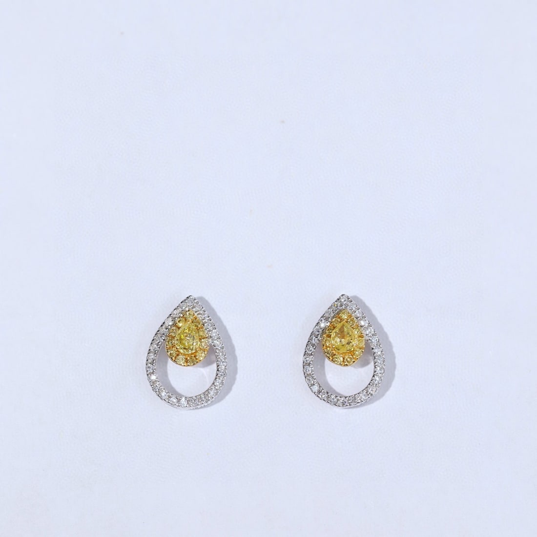14k Gold 0.40 Ctw Natural Yellow Diamond & Diamond Earrings - 5