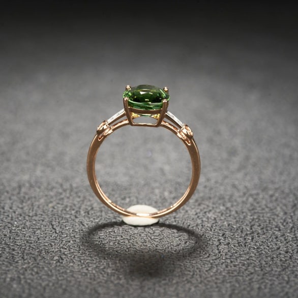 14k Gold 2.62 Ct Natural Tourmaline & Diamond Ring - 6