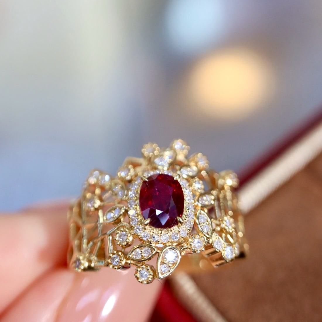 14k Gold 0.95 Ctw Natural Ruby & Diamond Ring - 3