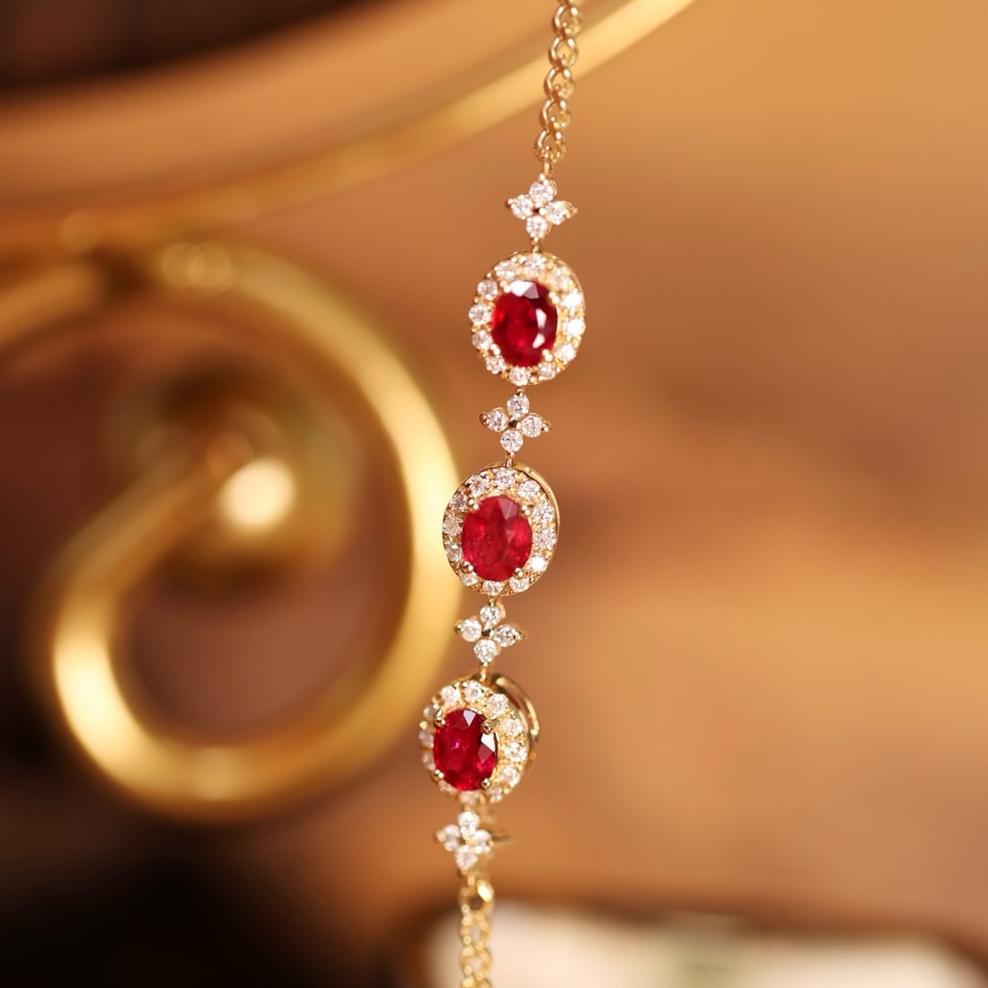 14k Gold 1.33 Ctw Vivid Red Natural Ruby & Diamond Bracelet - 2
