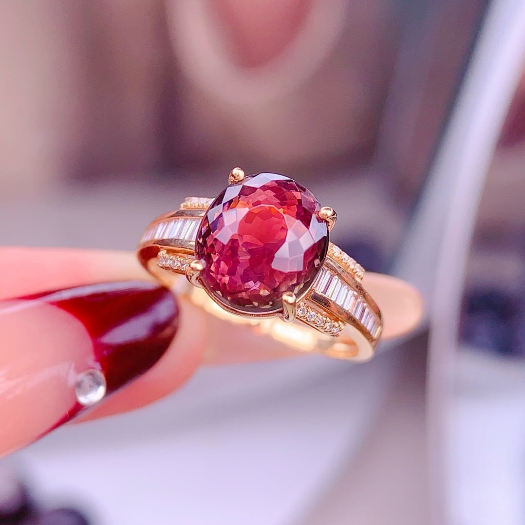 14k Gold 4.5 Ct Natural Tourmaline & Diamond Ring - 3