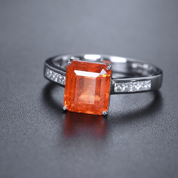 14k Gold 3.89 Ctw Natural Spessartine & Diamond Ring - 5
