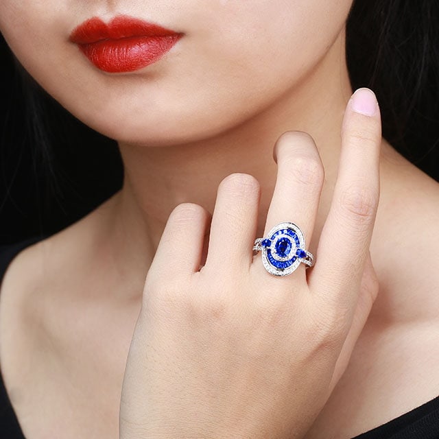 14k Gold 2.36 Ctw Natural Sapphire & Sapphire Ring - 6