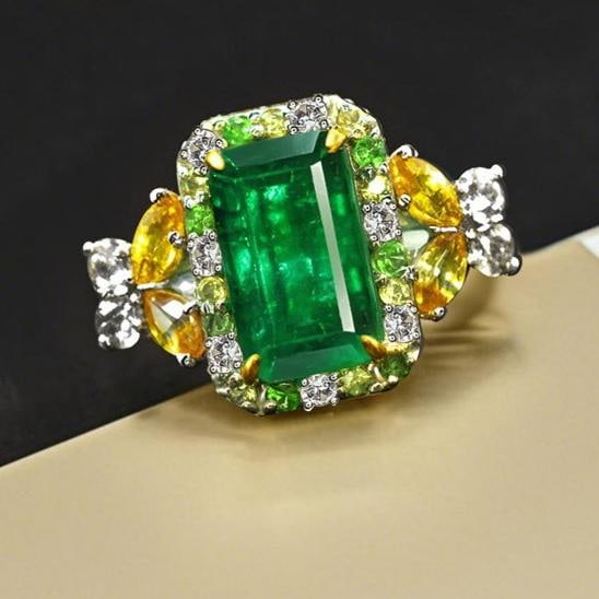 14k Gold 2.12 Ctw Natural Emerald & Diamond Ring - 3