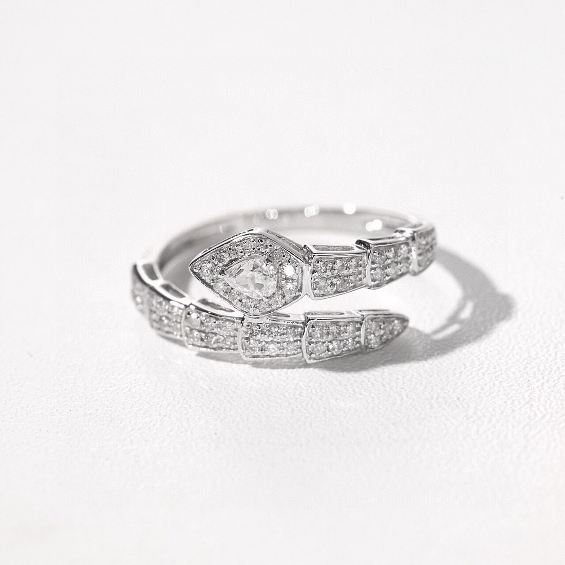 14k Gold 0.40 Ctw Natural H Diamond & Snake Ring - 7