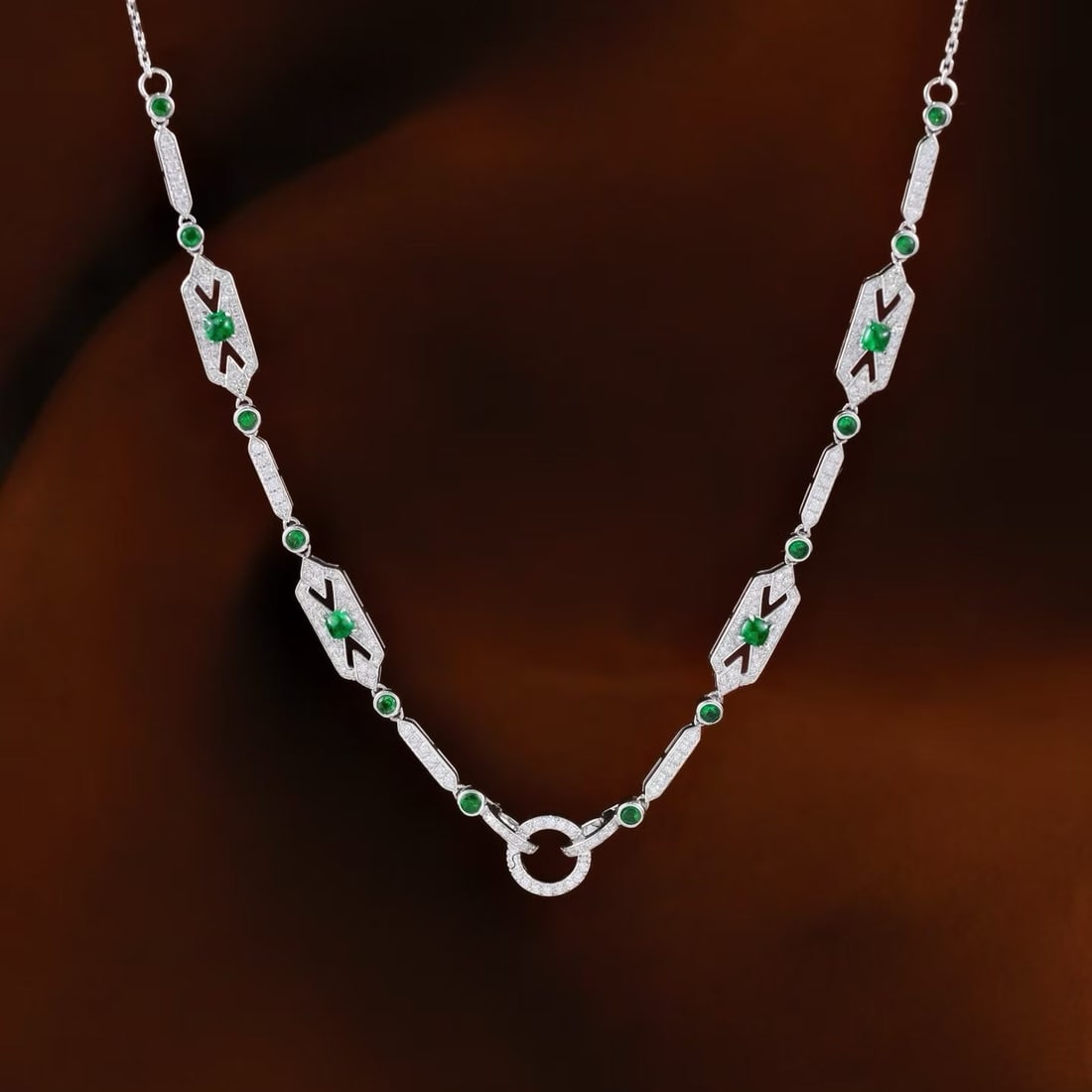 14k Gold 1.4 Ctw Vivid Green Natural Emerald & Diamond Necklace - 4