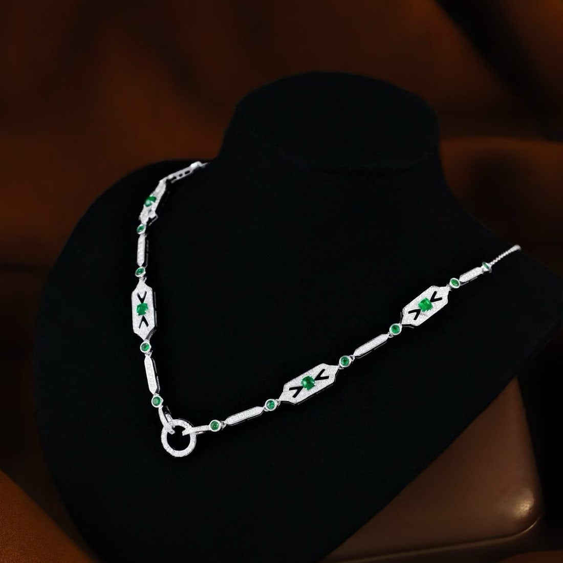 14k Gold 1.4 Ctw Vivid Green Natural Emerald & Diamond Necklace - 6