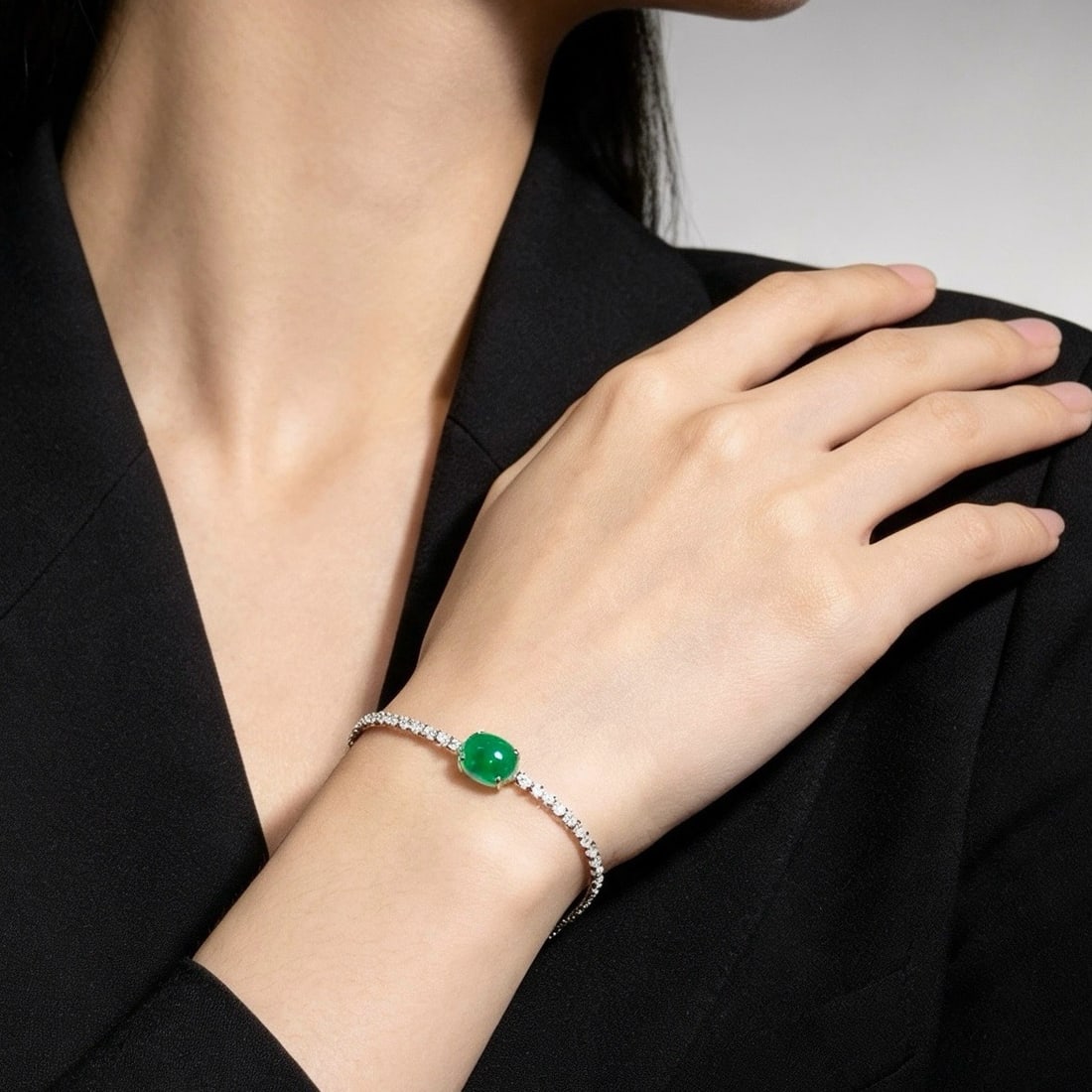 14k Gold 4 Ctw Natural Emerald & Diamond Bracelet - 5