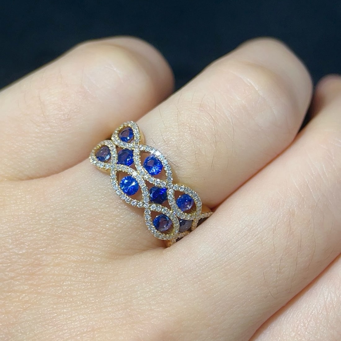 14k Gold 1.61 Ctw Natural Sapphire & Diamond Ring - 6