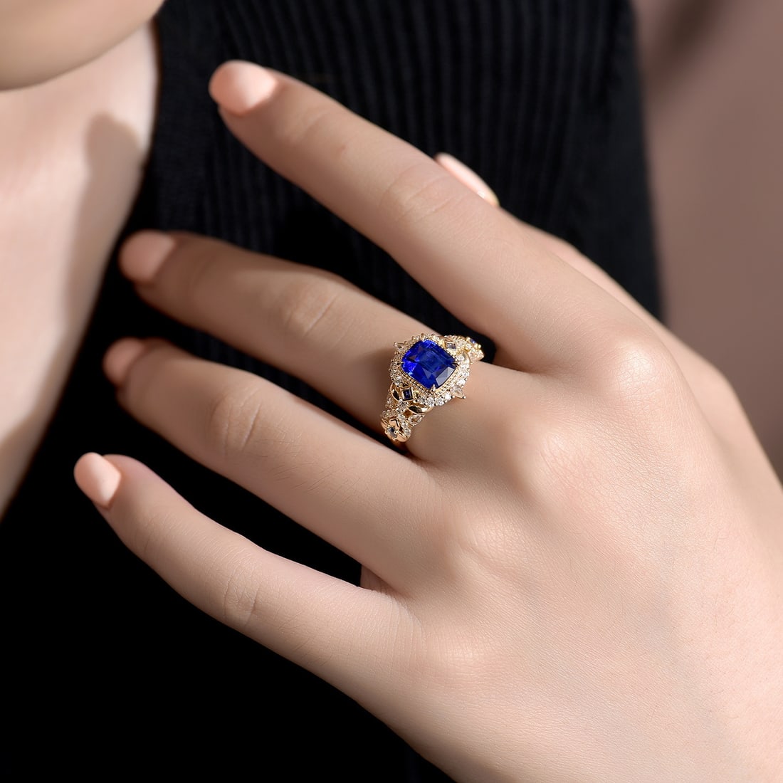 14k Gold 2.64 Ctw Natural Sapphire & Diamond Ring - 3