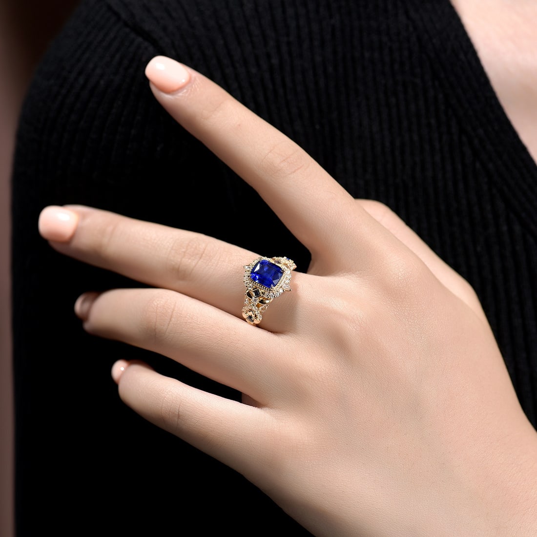 14k Gold 2.64 Ctw Natural Sapphire & Diamond Ring - 4
