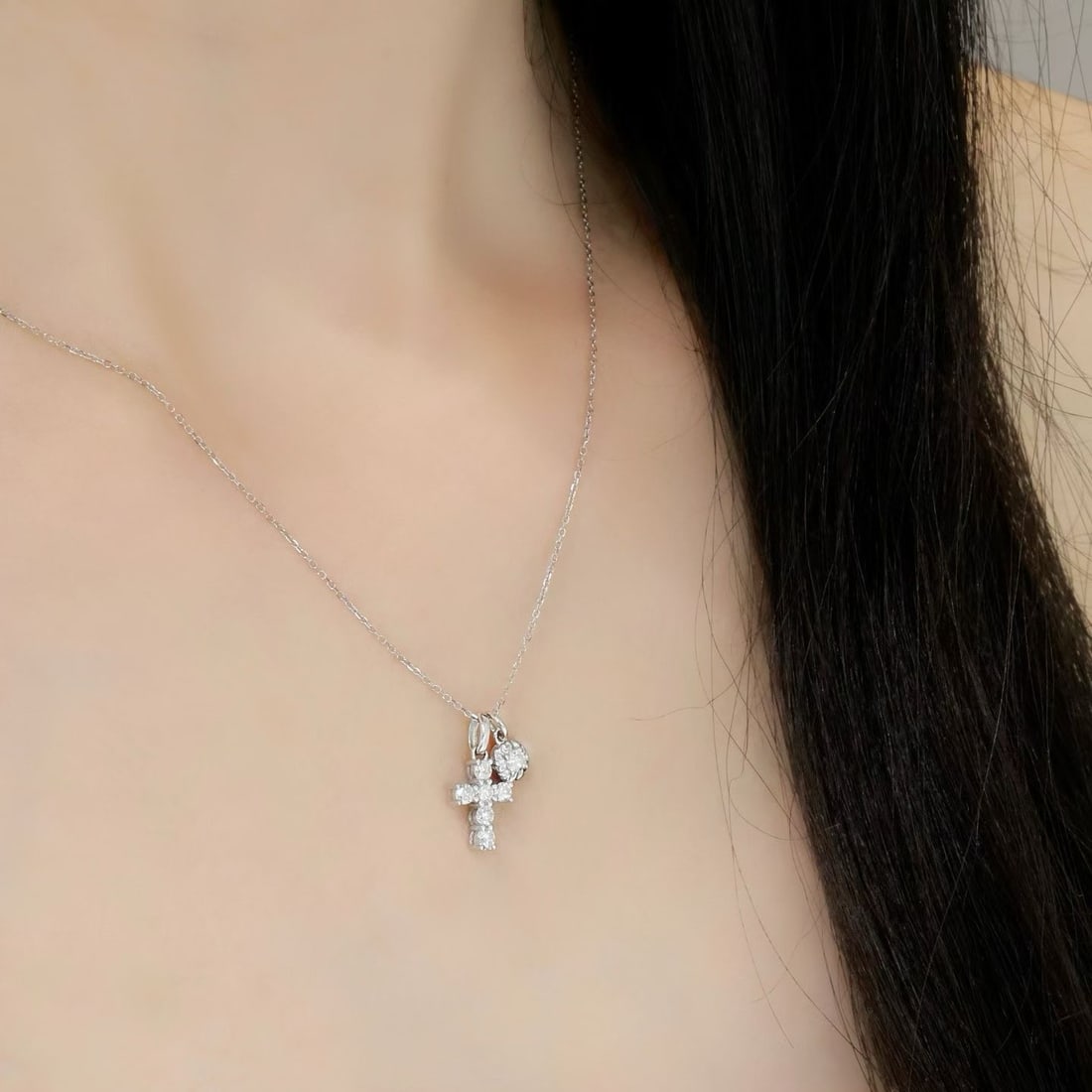 14k Gold 0.44 Ct Natural H Diamond Necklace - 4