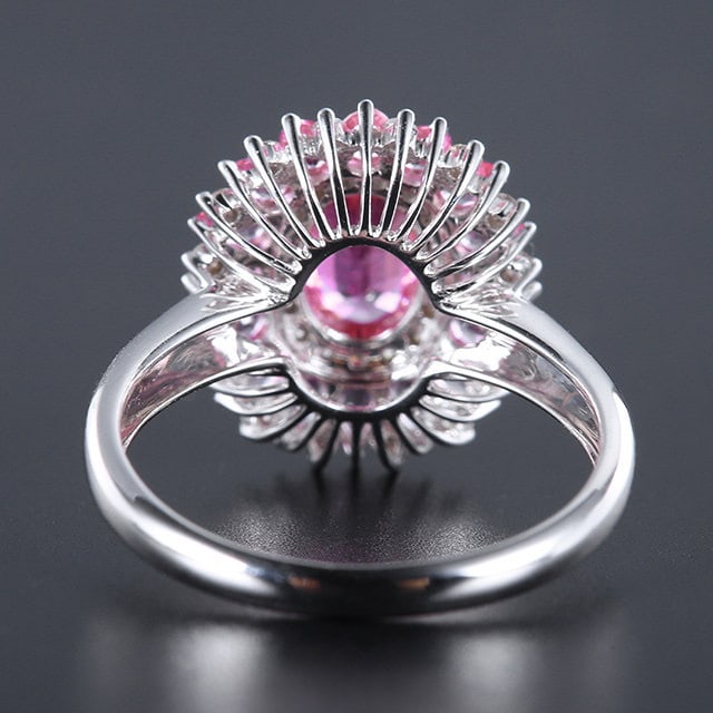 14k Gold 2.18 Ctw Natural Padparadscha Sapphire & Sapphire Ring - 4