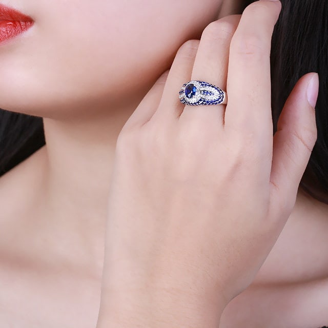14k Gold 1.31 Ctw Natural Sapphire & Sapphire Ring - 5
