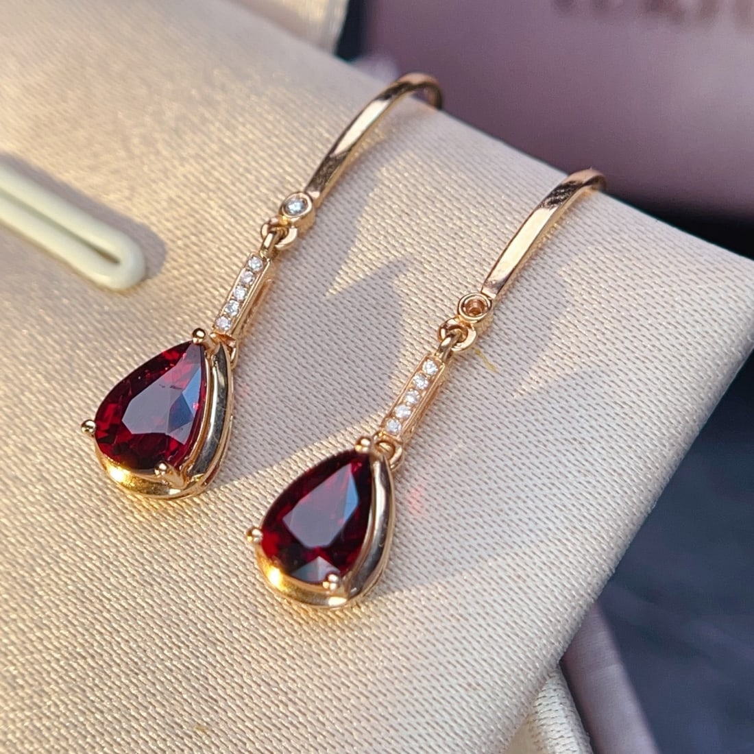 14k Gold 1.42 Ctw Natural Tourmaline & Diamond Earrings - 2