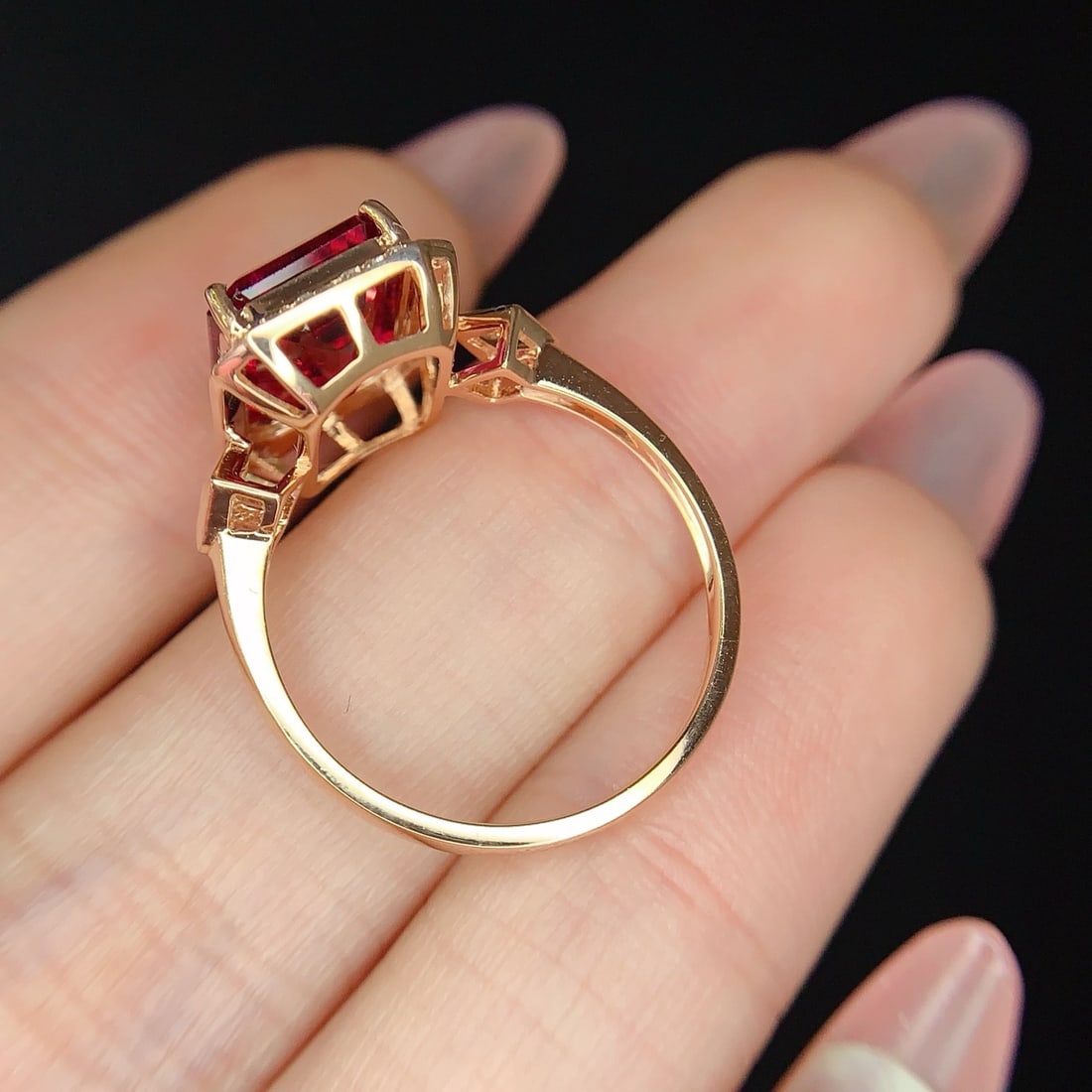 14k Gold 3 Ct Natural Tourmaline & Diamond Ring - 4