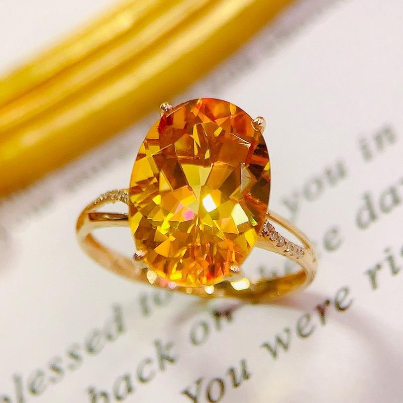 14k Gold 5.35 Ctw Natural Citrine & Diamond Ring: Ref:231193163 // gold content:14k gold // ring size:7. 25us // // main gemstone:citrine // shape:oval // carat weight:5. 3ct // color:yellow // treatment:natural // // adjacent gemstone 2 : diamond