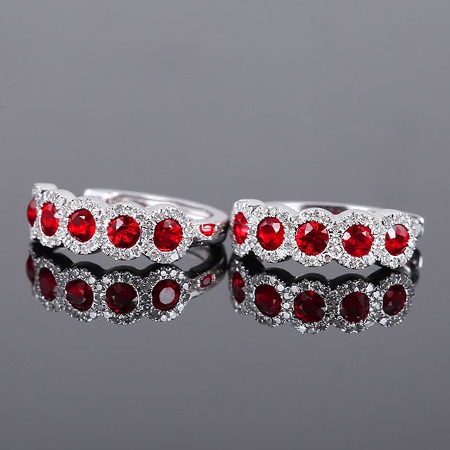 14k Gold 1.23 Ctw Natural Ruby & Diamond Earrings - 2