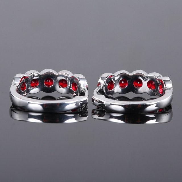 14k Gold 1.23 Ctw Natural Ruby & Diamond Earrings - 4
