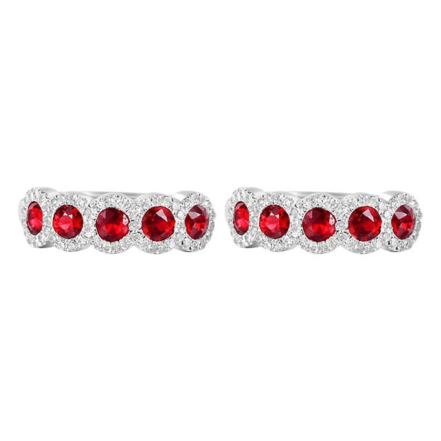 14k Gold 1.23 Ctw Natural Ruby & Diamond Earrings - 5