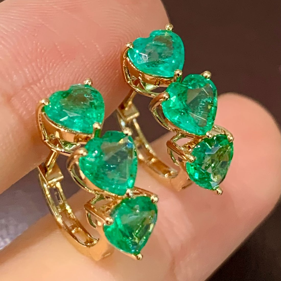 14k Gold 2.5 Ct Natural Emerald Earrings - 2