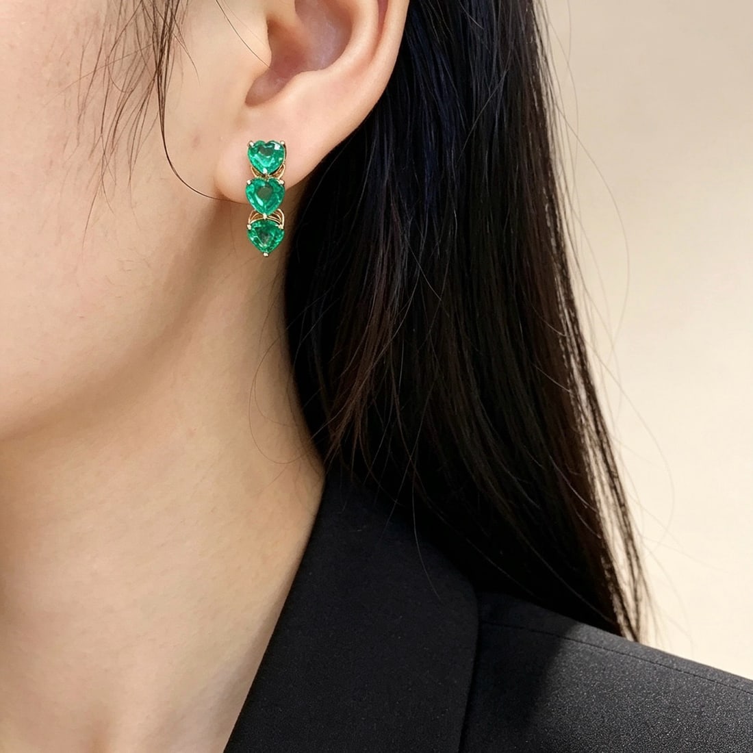 14k Gold 2.5 Ct Natural Emerald Earrings - 4