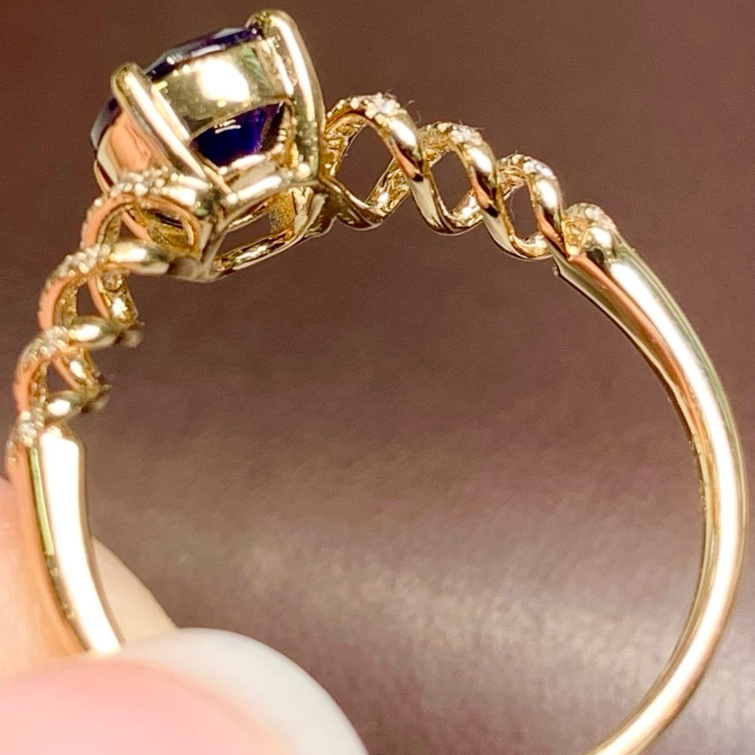 14k Gold 1.4 Ct Natural Sapphire & Diamond Ring - 2