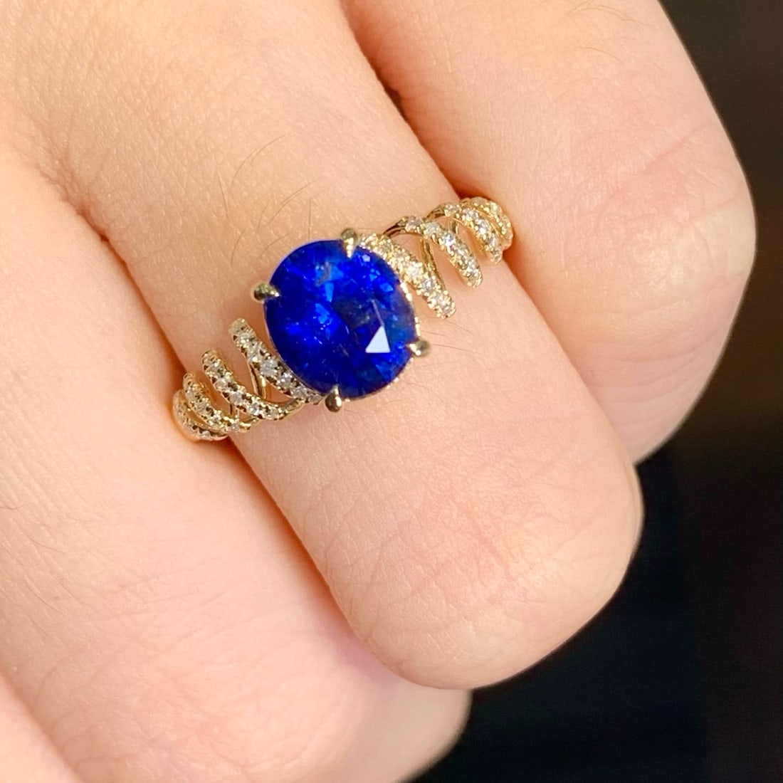 14k Gold 1.4 Ct Natural Sapphire & Diamond Ring - 3
