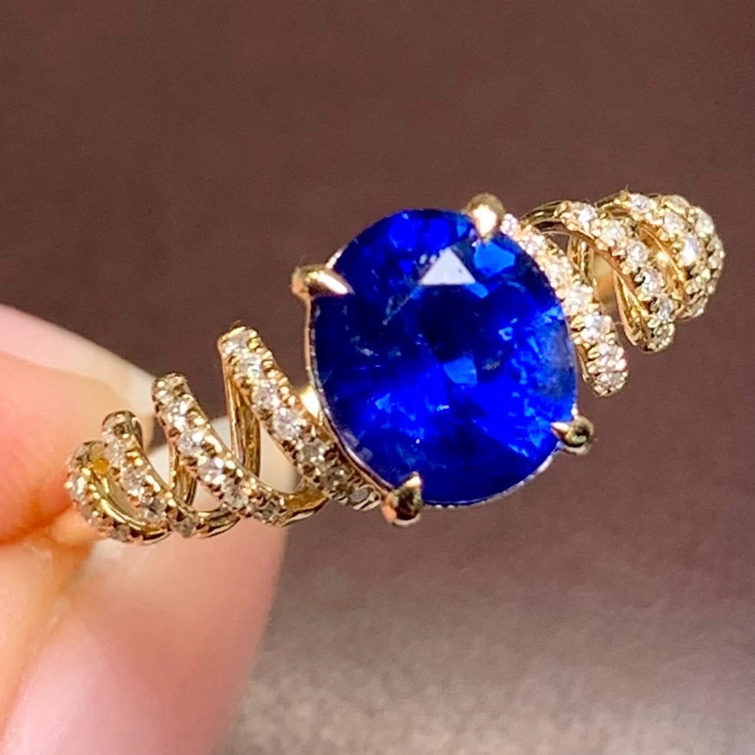 14k Gold 1.4 Ct Natural Sapphire & Diamond Ring - 5