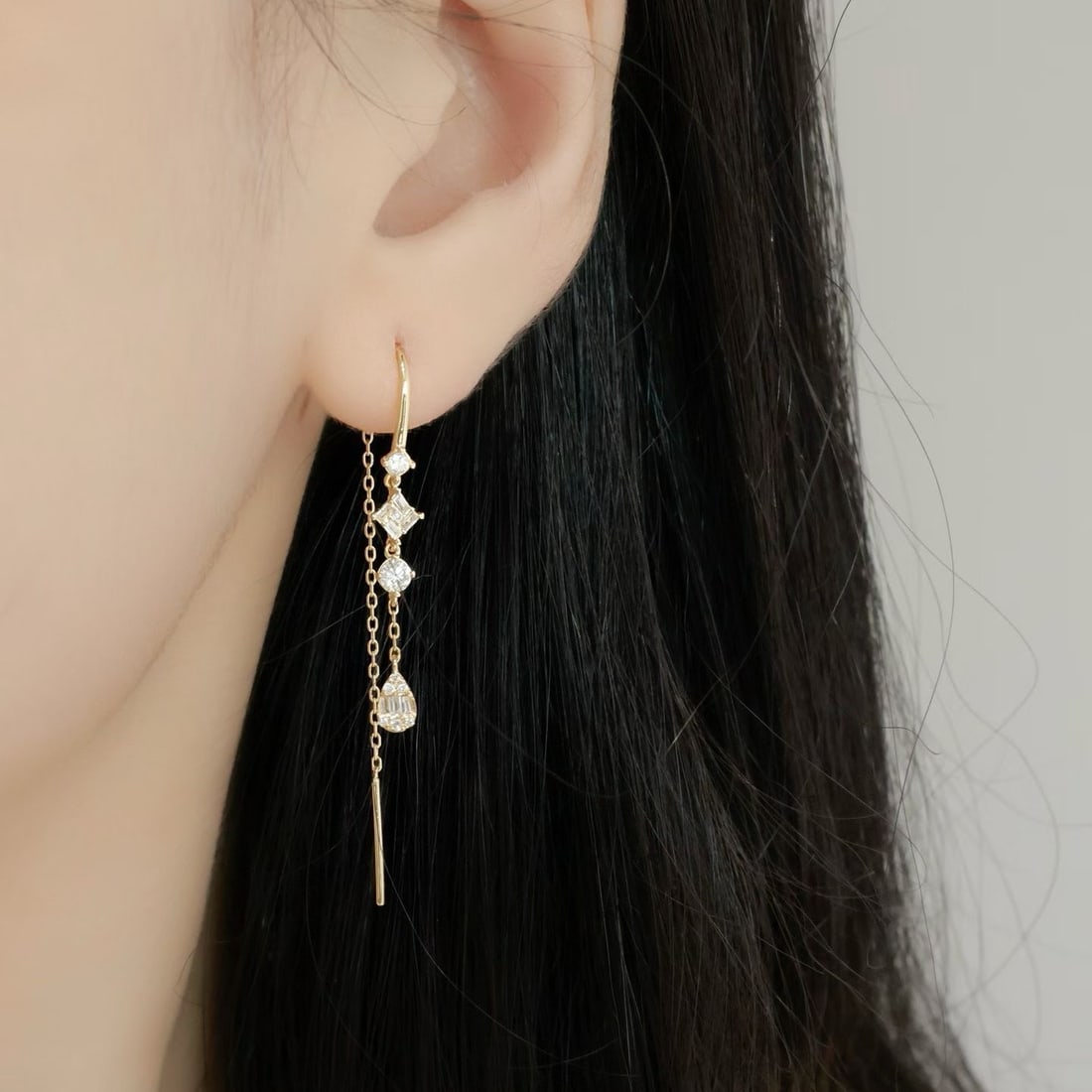 14k Gold 0.54 Ct Natural H Diamond Earrings - 5