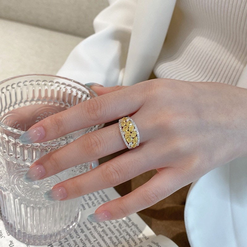 14k Gold 2.02 Ctw Natural Yellow Diamond & Diamond Ring - 2