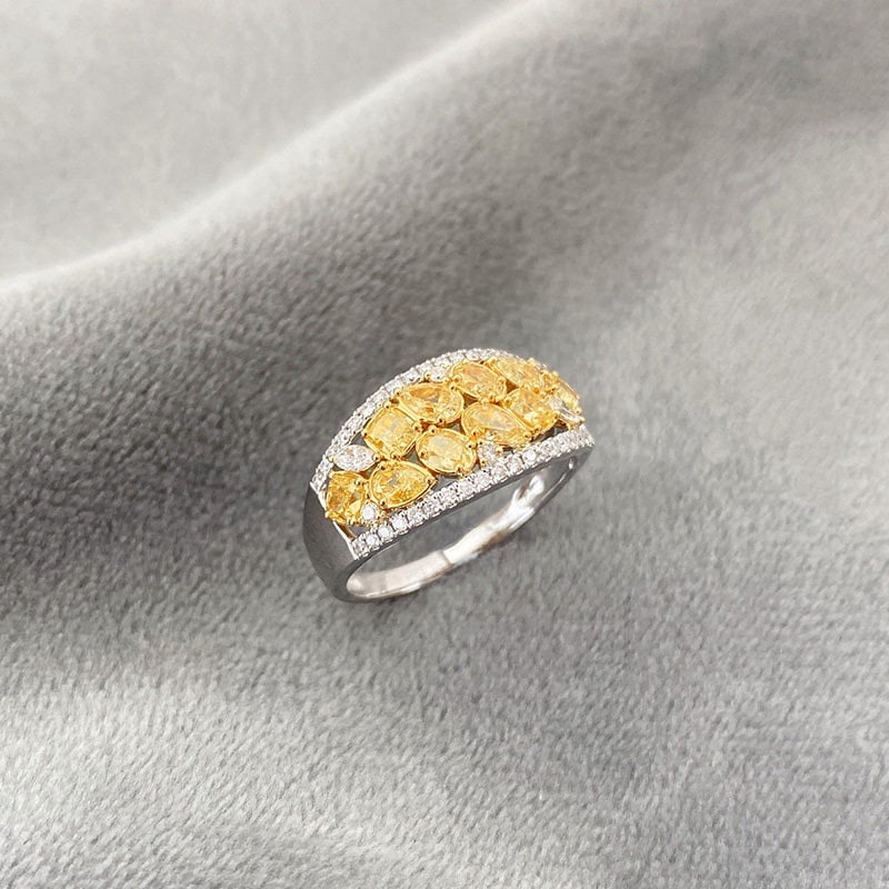 14k Gold 2.02 Ctw Natural Yellow Diamond & Diamond Ring - 4